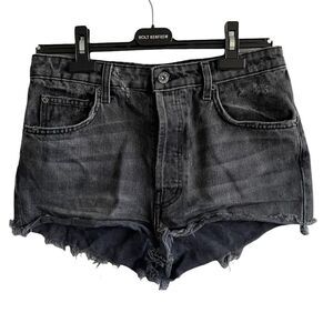CARMAR High Waisted Cut Off Denim Shorts Button Fly Faded Black 29